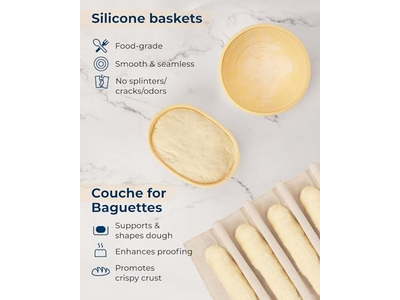 10 इंच ओवल रतन ब्रेड बास्केट सौरडो किट प्रूविंग राइजिंग डो केन बेकिंग