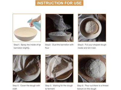 बैनेटन ब्रेड प्रूफिंग टोकरी किट 2 सहायक उपकरण सौरडो सेट ऑफ गोल