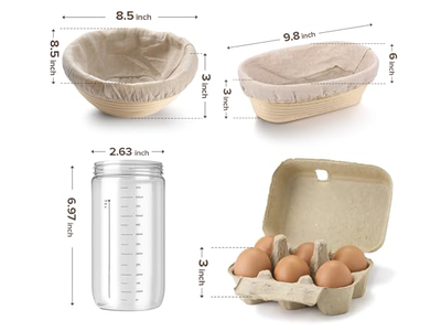 बैनेटन प्रूफिंग टोकरी बड़ी अंडाकार ब्रेड 25 सेमी 10 इंच गोल प्रीमियम किण्वन