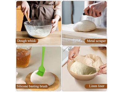 बैनेटन सौरडो स्टार्टर किट क्रोशे लिनन कवर ओवल रतन बेकिंग टूल्स के लिए