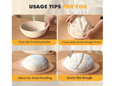 टोकरी बैनेटन विकर 6 इंच बाँस गोल प्लास्टिक 9 बैनेटन प्रूफिंग