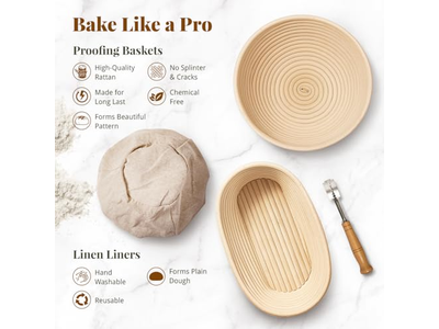 सर्विंग के लिए ब्रेड बाउल बेनेटन प्रूफिंग टोकरी सेट ऑफ 2 10 इंच टोकरियाँ