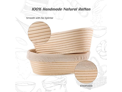 ब्रेड लेम स्क्रैपर बैनेटन सेट 12 इंच ओवल स्टेनलेस बेकर्स 11 सेमी DIY उपयोग के साथ